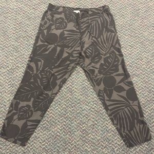 GAP Grey and Black Leaf Print Pants